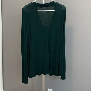 Express hunter green long sleeve shirt w/ choker